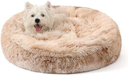 NOYAL Calming Donut Dog Bed, Hooded Cave with Blanket