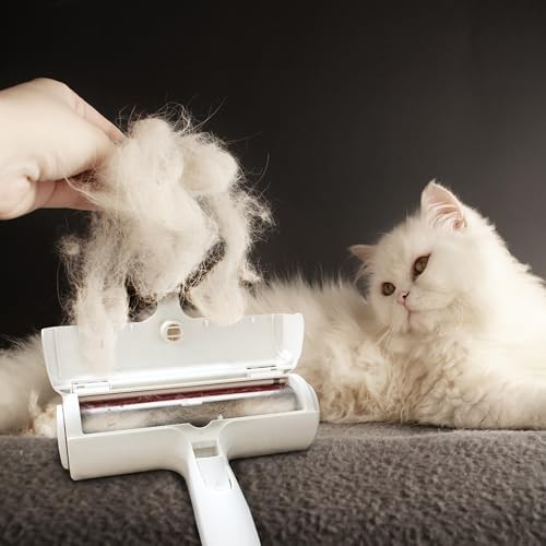 Pet Hair Remover Roller - Lint Roller for pet Hair - Self Cleaning Dog & Cat Hair Remover - Remove Dog, Cat Hair from Furniture, Carpets, Bedding, Clothing and More. White