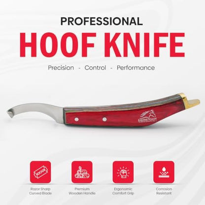 Equine Care Farrier Hoof Knife, Right-Handed, Brass Cap for Horse Shoeing