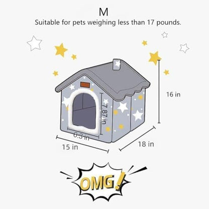 BXEBUI Dog House Indoor Memory Sponge, Foldable Dog House Kennel Bed Mat with Cushion for Small Medium Large Dogs Cats, Winter Warm Cat Nest Puppy Cave Sofa Pet Products (Medium)
