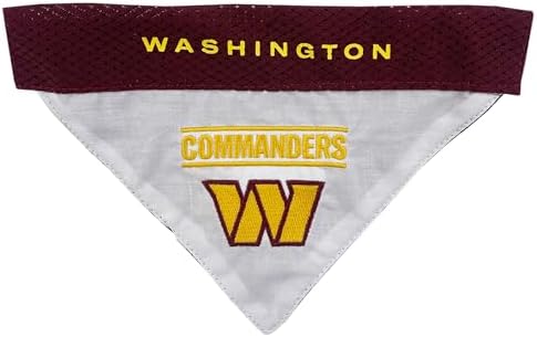 Pets First NFL Dog Bandana - Washington Commanders Reversible PET Bandana. 2 Sided Sports Bandana with a Premium Embroidery Team Logo, Small/Medium. - 2 Sizes & 32 NFL Teams Available (WAC-3217-S-M)