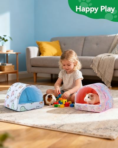 2 PCS Guinea Pig Hideout Guinea Pig House Guinea Pig Bed, Washable Hamster House Small Animal Cage Accessories for Mouse Chinchillas Hamsters Hedgehogs Ferrets Bearded Dragons and Rats