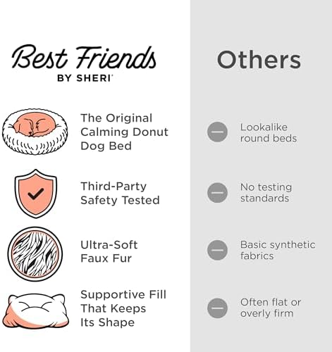 Best Friends by Sheri The Original Calming Donut Dog Bed – Washable Plush Pet Bed for XXL Breeds up to 210 lbs, Shag Faux Fur, Taupe, XXL (54" x 54")