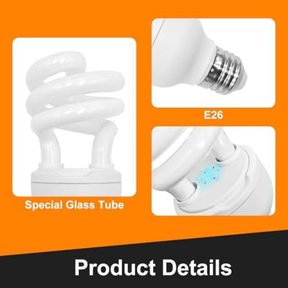 UVB Reptile Light, 15.0 15W UVA UVB Light for Reptiles, Spiral Compact Fluorescent UVB Bulb for Desert Reptiles and Amphibians
