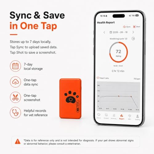 Smart Dog Health Monitoring Collar, Heart Rate, Respiratory & Activity Tracker with Wellness Insights, Waterproof Pet Collar with App(No Monthly fee)