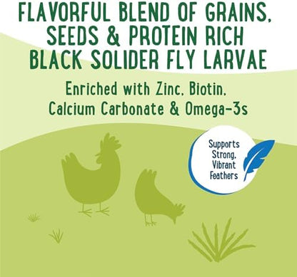 Manna Pro Farmhouse Favorites Fly & Fruit Feather Support Poultry Treat, Duck Treat, Gamebirds, Scratch, Insect & Fruit Blend with Zinc, Biotin & Omega-3s, 7 lb