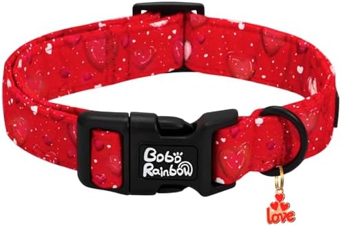 Valentine's Lovely Red Heart Print Dog Collar for Small Dogs