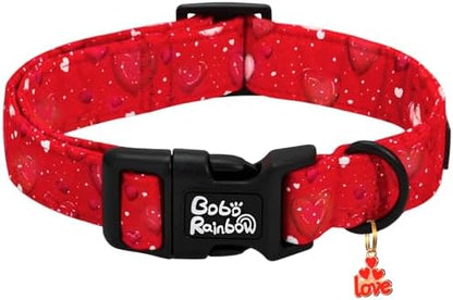 Valentine's Lovely Red Heart Print Dog Collar for Small Dogs