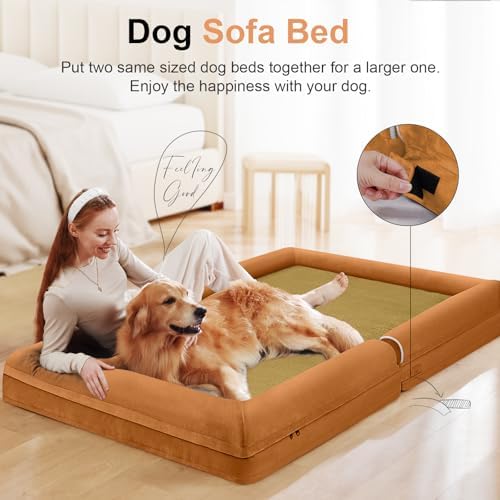 NANUYA Orthopedic Dog Bed for Large Dogs, 36 x 27 Inch, Orange