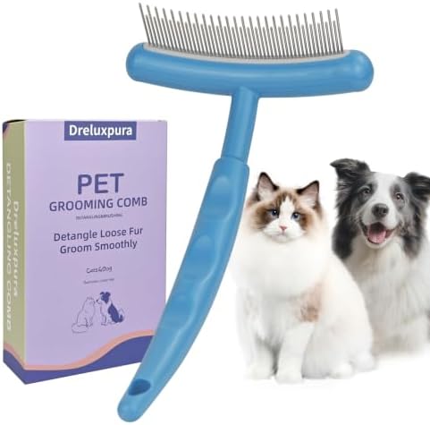 Stainless Steel Pet Dematting Deshedding Brush,Pet Grooming Tool(Blue)