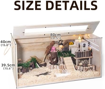 Pine Small Animals Houses&Habitats Chewproof, 32" Pine Guinea Pig Cage Hamster Cage for Small Animals (32" Medium, Normal)