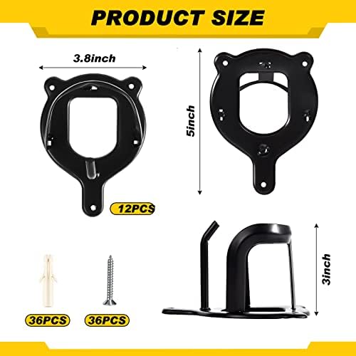 Dunzy 12 Pcs Bridle Hook Metal Holder Wall Mount Horse Barn, Black