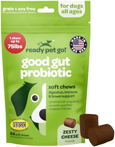 Probiotic Chews for Dogs Gut Health | Tasty Pre and Probiotics for Dogs Digestive Health with Pumpkin Dog Probiotics and Digestive Enzymes | NASC Certified & Made in The USA | 60 Chews