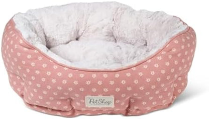 Fringe Studio Ditsy Block Dark Bush 20" W x 19" D x 8" H Small Round Cuddler Cat/Pet Bed 100% Cotton Canvas Exterior w/Faux Fur Interior, Machine Washable, PetShop Collection (203017)