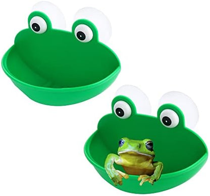 Pensino Frog Habitat Frog Dish Holder with Suction Cup, Frog Terrarium Cute Fish Tank Decoration for Tree Frog Toad Tadpole Small Aquatic Animal(2PC)