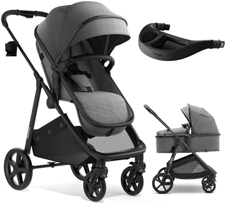 Mompush Wiz 2-in-1 Bassinet Stroller with Snack Tray, Reversible Seat