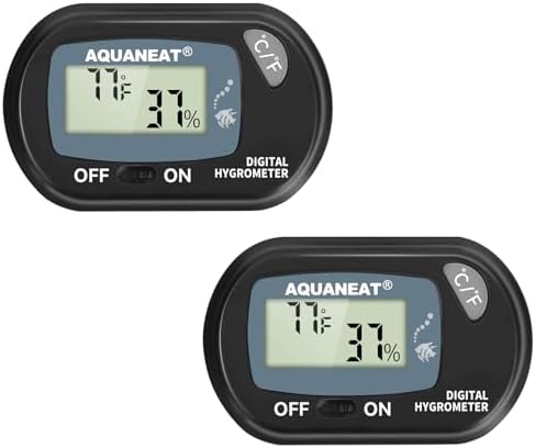AQUANEAT 2 Packs Reptile Thermometer Hygrometer Digital Display Temperature and Humidity Moniter for Reptiles Rearing Box with Suction Cup…