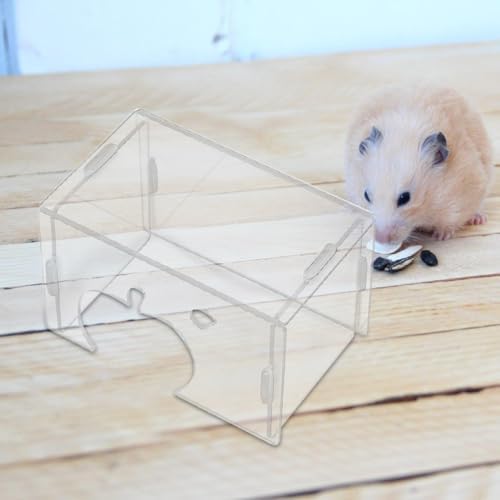 Beaupretty Clear Hamster Hideout Transparent Acrylic Hamster Hut for Dwarf Hamsters Gerbils Mice Small Animal Habitat Decor Detachable Shelter House 5.11 X 3.26 X 3.14 in