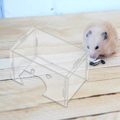 Beaupretty Clear Hamster Hideout Transparent Acrylic Hamster Hut for Dwarf Hamsters Gerbils Mice Small Animal Habitat Decor Detachable Shelter House 5.11 X 3.26 X 3.14 in
