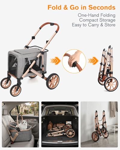HOVONO Double Dog Stroller for 2 Small & Medium Dogs/Cats Up to 60 lbs