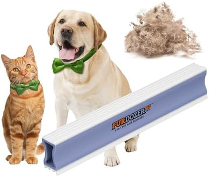 FurDozer Pet Hair Remover & Auto Detailing Tools - Cat & Dog Hair Remover for Carpets, Car Interiors, Couches, Bedding, & Pet Furniture (Purple, X3 MEGA - 10" Long)