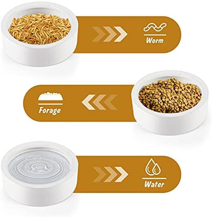 Reptile Food Dish Bowl 2Pcs Lizard Gecko Worm Water Bowls Small (2.75in)