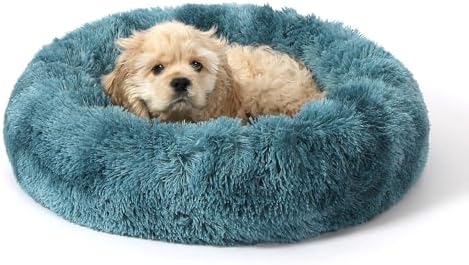 NOYAL Donut Dog Bed for Small Medium Pets, Plush Calming Faux Fur