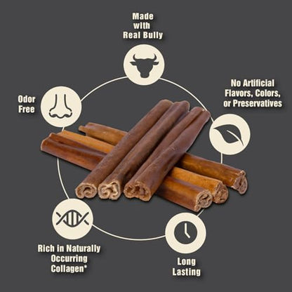 Canine Naturals Beef and Bully Sticks for Dogs, Large, Bulk, 48 Count