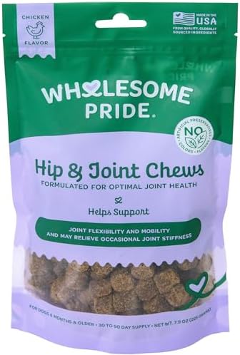 Wholesome Pride Hip & Joint Supplement for Dogs – 90 Soft Chews – Glucosamine, Chondroitin, MSM & Turmeric – Mobility Support & Arthritis Relief for Growing, Adult & Senior Dogs