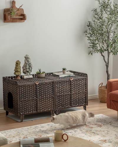 SETVSON Cat Litter Box Enclosure for 2 Cats, Hidden Litter Box, Brown