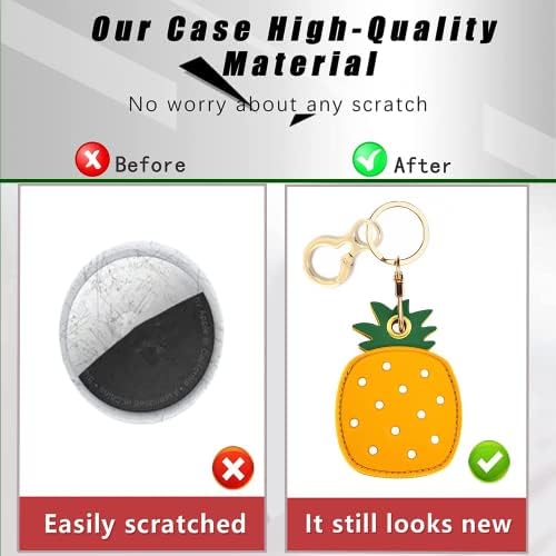 BORKUANA PU Leather Keychain Holder Protective Case Compatible with AirTag