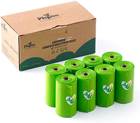 Pkpoo Poop Bags for Dogs Vegetable-Based Leak Proof, Unscented, 120 Counts