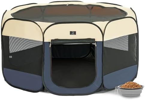 A 4 Pet 50.39-in Dog Playpen, Small Dogs & Puppies, Blue+Beige