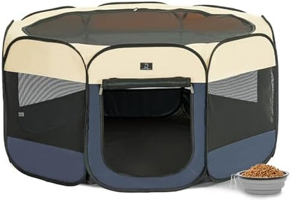 A 4 Pet 50.39-in Dog Playpen, Small Dogs & Puppies, Blue+Beige
