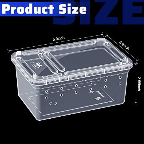 Irenare 8 Pcs Reptile Breeding Box Plastic Spider Terrarium Tarantula Feeding Box for Bearded Dragon Lizard Spider Gecko Scorpion(Vent Holes,Clear,5.9 x 3.9 x 2.5 Inch)