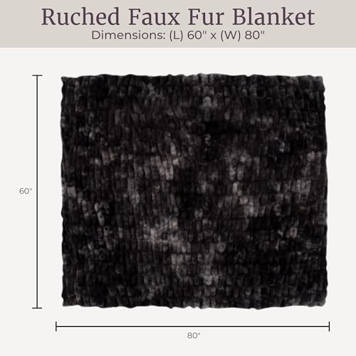 Lavish Home Jacquard Faux Fur Throw 60 x80 Black