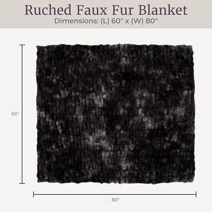 Lavish Home Jacquard Faux Fur Throw 60 x80 Black