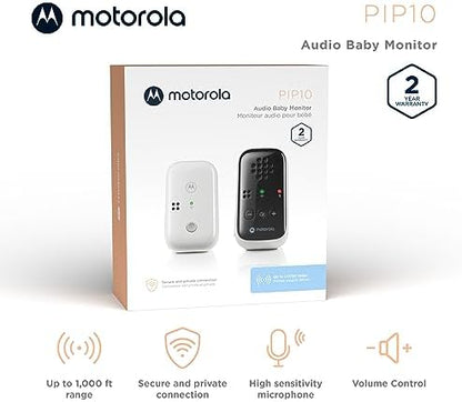 Motorola Nursery Audio Baby Monitor, No WiFi, 1000ft Range, Cry Detection, Portable Parent Unit, DECT, PIP10