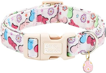 Dog Collars, Easter Colorful Rabbit Print Pet Collar Holiday Cute Durable Adjustable Pendant Gift Collar with Quick Release Plastic Buckle for Medium Dogs