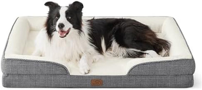 Bedsure Orthopedic Dog Beds Large Sized Dog - Washable Large Dog Cat Bed Waterproof, Comfort Dogs Couch Sofa with Washable Removable Cover, Pet Bed with Nonskid Bottom, Argyle Black-Checks, 35"