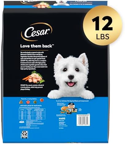 Cesar Small Breed Dry Dog Food, Chicken & Spring Vegetables Flavor, 12 lb
