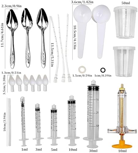Baby Bird Feeding Syringe Set, Small Pet Parrot Feeding Tubes for Birds, Hand Feeding Tubes Kit Parrot Feeder Food Feeding & Watering Supplies for Small Pet Baby Birds (23 Pcs)
