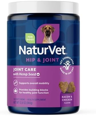 NaturVet Hip & Joint Care with Hemp Seed Supplement for Dogs, 120ct