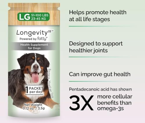 Yummy Combs Longevity15 – C15:0 – Fatty Acid Health Supplement for Dogs – Healthy Pet Supplies – for Extra Large Dogs, 1 Pack