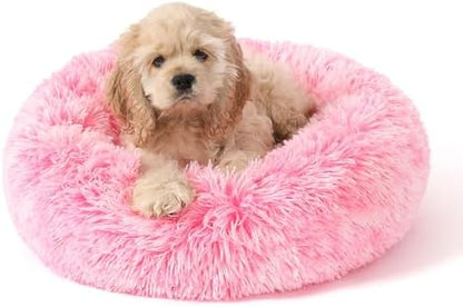 NOYAL Donut Dog Bed for Small Medium Pets, Plush Calming Faux Fur