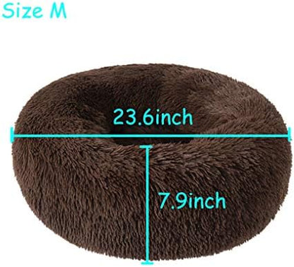 Dog Bed for Small Dogs & Cats, 24 Inch Medium Fluffy Washable Donut Bed
