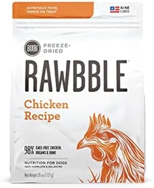 BIXBI Liberty Freeze-Dried Dog Food Topper & Treats, Chicken – 98% Meat & Organs, No Refrigeration – USA Made, 26 oz