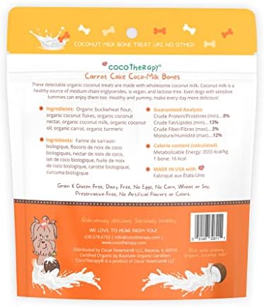CocoTherapy Coco-Milk Bones Dog Treat (Carrot Cake) 6 Oz.