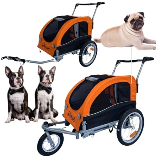 Booyah Medium Dog Stroller & Pet Bike Trailer with Suspension - Black