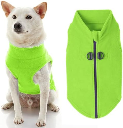 Gooby Zip-Up Fleece Dog Sweater, Lime, X-Large